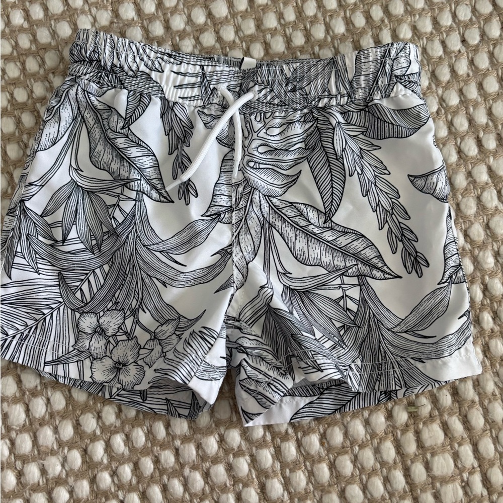 Janie and Jack Black and White Swim trunks